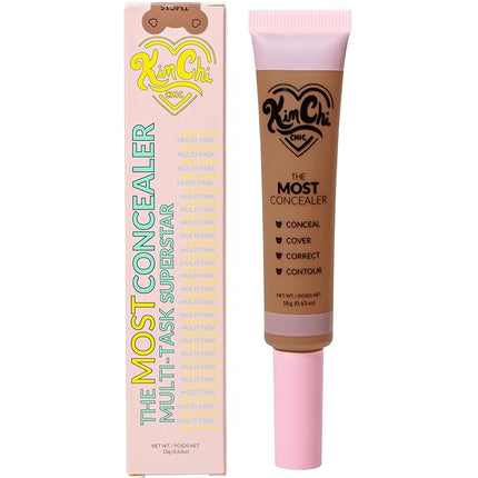 KimChiChic Beauty The Most Concealer | Full Coverage Water Resistant Multi-Use Concealer | Conceal, Correct, Contour & Highlight | Matte Satin Hybrid Finish | Brush Applicator, 0.63 oz, 15-Hazelnut