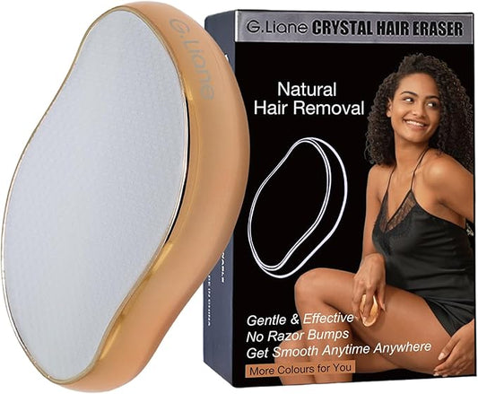 Crystal Hair Eraser,Upgraded Painless Crystal Hair Remover,Effective Nano Glass Hair Removal Device and Skin Exfoliation,Body Epilator for Women and Men(Gold)