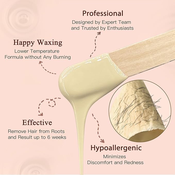 Hard Wax Beads, Bouvetan 2.5lb Wax Beans for Hair Removal, Sensitive Skin, Ideal Hair Removal Waxing Beads for Bikini, Legs, Eyebrow, Facial, Brazilian, Full Body