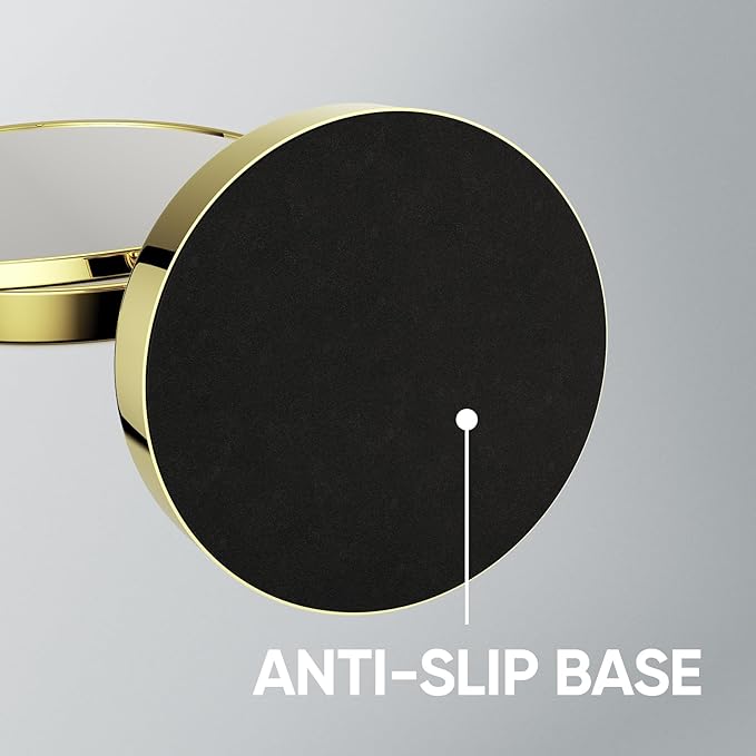 Nicesail Height Adjustable 15~19” Tall Table Mirror, 1X 10X Magnifying Mirror Double Sided for Makeup&Shaving, Desk Vanity Mirror Tabletop 360 Rotation of 8” Face, Bathroom Shiny Gold Makeup Mirror