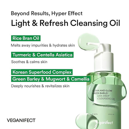 Hydrating Light Cleansing Oil for Sensitive Skin, Waterproof Makeup Remover & Blackhead Cleaner with Rice Bran Oil, Turmeric, and Centella Asiatica, Korean Skin care (205ml/6.93 fl oz)