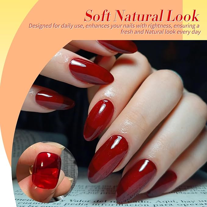 Born Pretty Neon Jelly Gel Polish Halloween Gel Nail Polish,Blood Wine Red Burgundy Brown Blue Purple Green Translucent,Soak Off U v LED Light Cure Nail Art Kit for Salon Manicure and DIY at Home