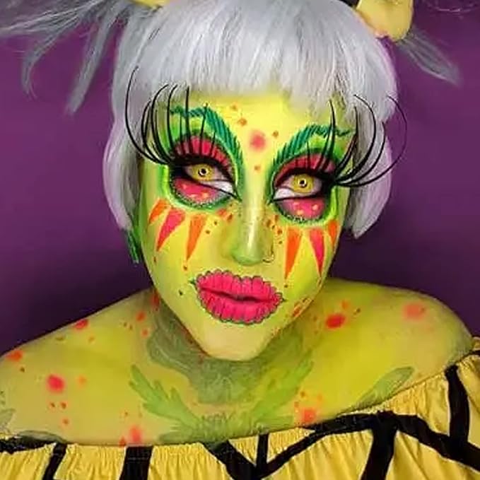 MEICOLY Yellow Face Body Paint, 30g/1.05oz Water Based Washable Body Paint for Halloween Lion Tiger Cosplay Makeup, Single Face Painting for Adults and Children