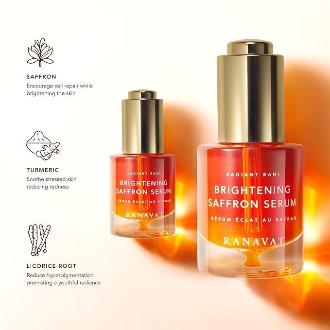 RANAVAT Radiant Rani - Saffron Serum Duo - Full Size & Mini Serum - Vitamin C Alternative (2 Piece)
