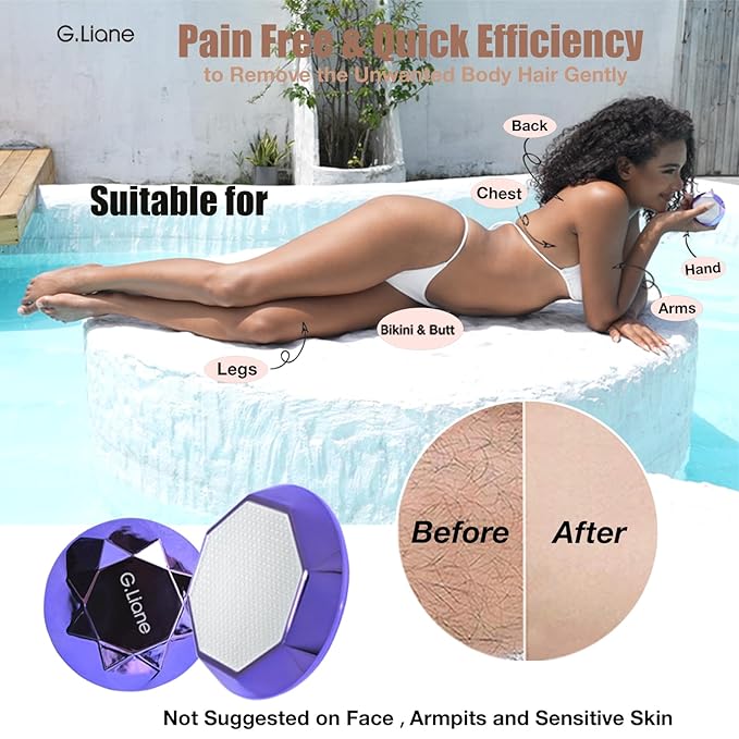 Crystal Hair Eraser,Painless Nano Hair Remover Exfoliation,Gentle and Efficient Glass Hair Removal Device Without Waxing,Natural Epilator for Women and Men(Violet)