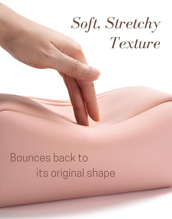 Yarnic Travel Makeup Bag Cosmetic Bag, Large Capacity Toiletry Bag for Women, Portable Pouch CuteMake Up Organizer with Divider and Handle, Neoprene