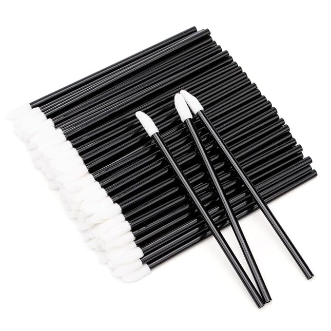 G2PLUS 100PCS Lip Gloss Applicators, Disposable Lip Brushes Lip Gloss Applicators Lipstick Gloss Wands Applicator Perfect Makeup Tool Kits (Nylon Black)