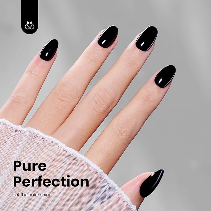 Beetles Black Gel Nail Polish – Hema Free Silent Charm Gel Polish, 15ml Long-Lasting Soak Off UV LED Glossy Manicure for DIY Nail Art