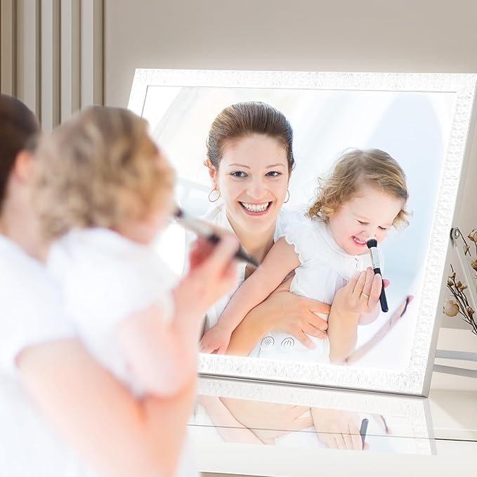 Vanity Mirror with Lights,RGB & 3 Dimmable Light Modes Makeup Mirror with Touch Control,Light Up Mirror for Desk,360°Rotation,17x22 Inch