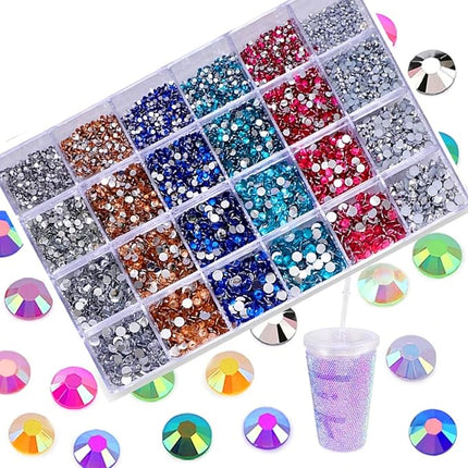 18000PCS Mixed Size 2-5MM Jelly AB Resin Rhinestones With Tools for Tumblers, Clothing Decor, Nail Art Gem Crafts - Colorful Flatback Strass Glitter Crystal
