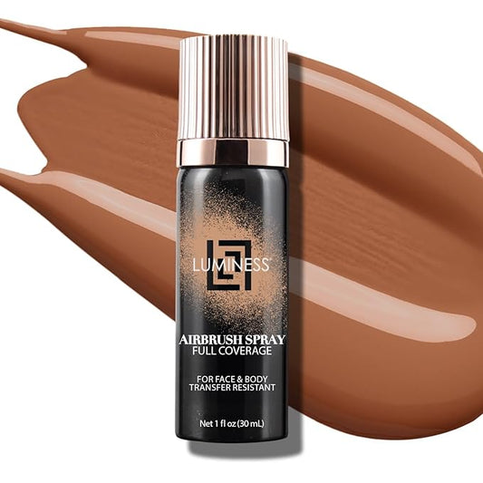 LUMINESS Airbrush Body Coverage - Tattoo Cover Up Makeup - Full Coverage Foundation for Face & Body - Water-Resistant, Long-Wear, Natural Radiant Finish, Light Deep