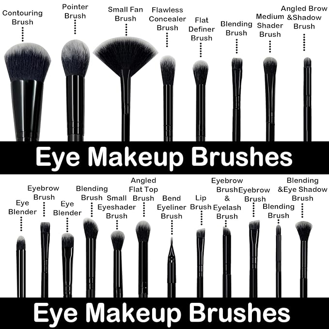 Makeup Brush Set, 48Pcs Makeup Tool Set Premium Synthetic Foundation Concealers Powder Eye Shadows Makeup Brushes Kit for for Beginner Professional, Black
