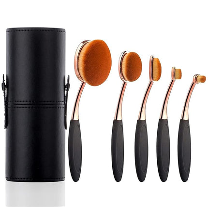 Yoseng Oval Foundation Brush 5 Pcs Toothbrush Makeup brushes Fast Flawless Application Liquid Cream Powder Foundation With Makeup Brush Case