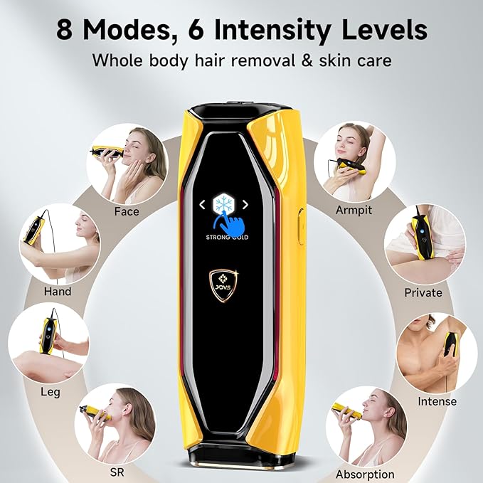 JOVS Laser Hair Removal, 37°F Painless Hair Removal Device with Sapphire Ice-Cooling, 3 in 1 Hair Removal & Skin Rejuvenation for Women and Men, 8 Modes Skin Care for Whole Body, Touch Screen