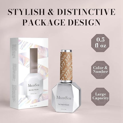 MelodySusie Nude Brown Gel Nail Polish, 0.5 fl oz Soak Off UV LED Beige Brown Gel Polish Gift for Women Nail Art Manicure Salon DIY Nail Design Decoration at Home-377
