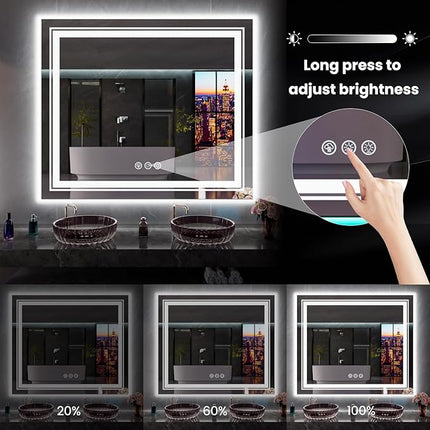 LED Mirror for Bathroom, 60"X30" with 8 RGB Backlit +3 Front Lit (Adjustable Individually), Anti-Fog, Large Lighted Bathroom Vanity Mirror for Wall,Shatterproof,Memory Function,Tempered Glass