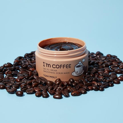TONYMOLY I’m Coffee Gel-to-Cream Smoothing Scrub Mask – Gentle Exfoliating Face Mask with Coffee Grounds – Hydrates, Smooths & Softens Skin, 100ml
