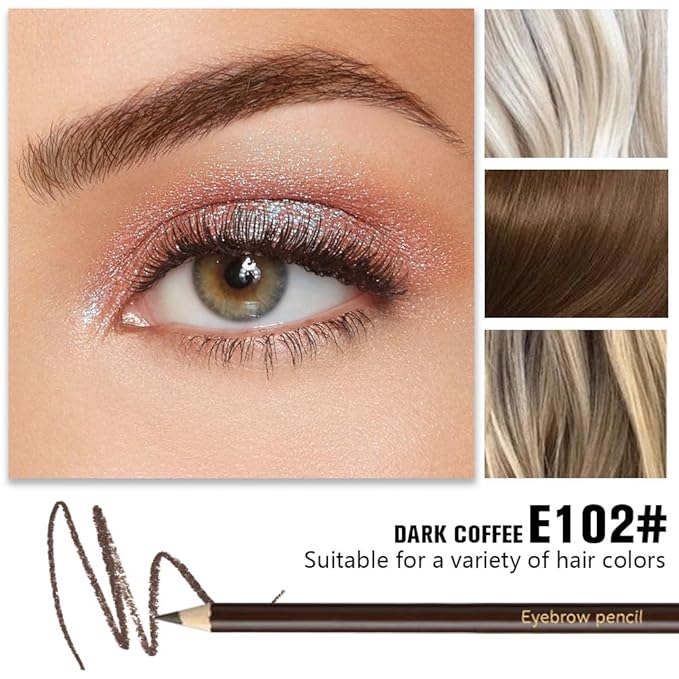 6Pcs Dark Brown Eyebrow Pencils for Women,Wooden Hard-Core Eyebrow Eyeliner Pencil,Sharpener Included,Long Lasting Waterproof Sweat-proof Create a Natural Eye Brow Makeup,Beginner Brow Pencil