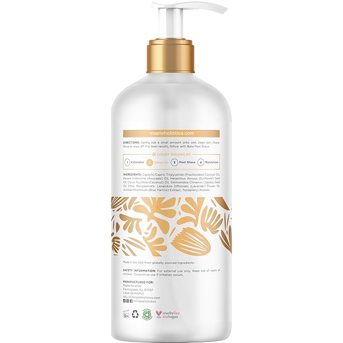 Bare Luxury Shaving Oil for Women - Lavender Shave Oil for Women for Legs Face Underarms and Pubic Hair & Skin - Silky Smooth Body Oil for Women's Shaving & Dermaplaning - Safe for Intimate Areas