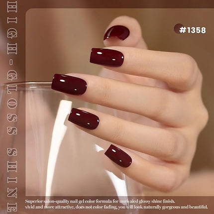 RARJSM Burgundy Gel Nail Polish 1PCS 15ML Long Lasting Opaque Milky Deep Wine Red Creamy Gelpolish Soak off U V Curing Required Nail Art French Manicure Salon DIY at Home