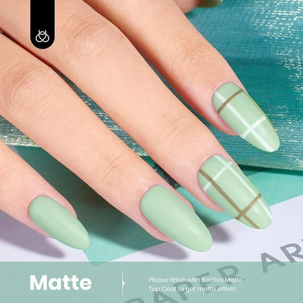 Beetles Sage Green Gel Polish - Misty Sage 15ML/0.51Fl Oz, Green Gel Nail Polish, Soak Off UV LED Lamp Pastel Nails Art, Long-Lasting Manicure Salon DIY Home Spring Nails - Gifts for Her