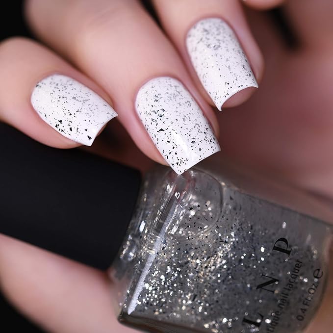 ILNP Tinsel - Metallic Silver Flakie Topper Nail Polish, Chip Resistant, 7-Free, Non-Toxic, Vegan, Cruelty Free, 12ml