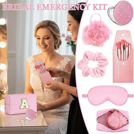 Elegant Spa Set for Women– All-in-One Kit with Makeup Brushes, Hair Scrunchies, Sleep Mask, Bath Bombs – Ideal Gift for Teens, Bridesmaids & More-E