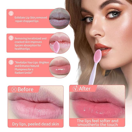 5 Pcs Mini Exfoliating Brush Set - 2 Pcs Silicone Facial Cleansing Brush and 3 Pcs Lip Scrub Brush