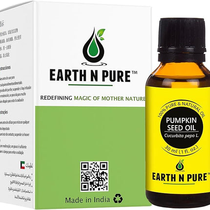 Earth N Pure Pumpkin Seed Oil (Kaddu Oil) Cold Pressed, Natural and Therapeutic Grade - 30 ml