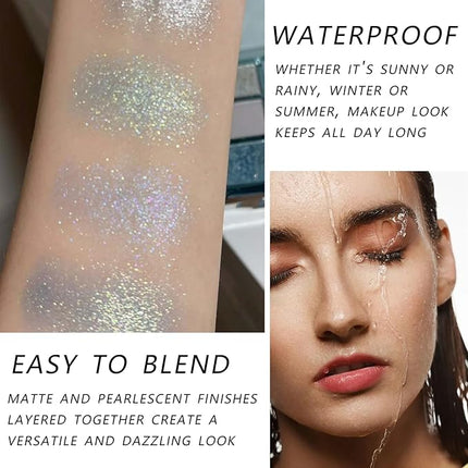 K'APEINE Blue Eyeshadow Palette, 9Colors Matte Shimmer Eyeshadow with Grey Black Highly Pigment Makeup Palette Waterproof Eye Shades for Rave Party, Stage Performance, Music Festival and Costume-LG2