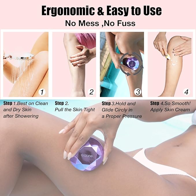 Crystal Hair Eraser,Painless Nano Hair Remover Exfoliation,Gentle and Efficient Glass Hair Removal Device Without Waxing,Natural Epilator for Women and Men(Violet)