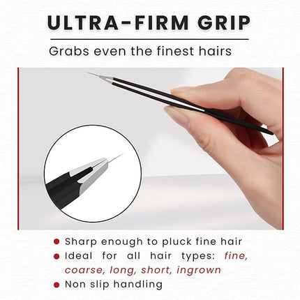 Eyebrow Tweezers Women Facial Hair, Stainless Steel Facial Hair Removal Precision Tweezer for Men & Women in Black, Slanted Tip Eyebrow Plucker for Easy Plucking, Professional Tweezers by AURAY (5)