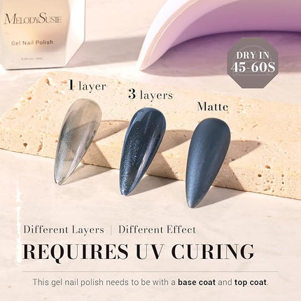 MelodySusie Blue Glitter Gel Nail Polish,0.5fl oz Nails Soak Off UV LED Blue Shimmer Gel Polish Gift for Women Nail Art Manicure Salon DIY Nail Design Decoration at Home-z036-A2104