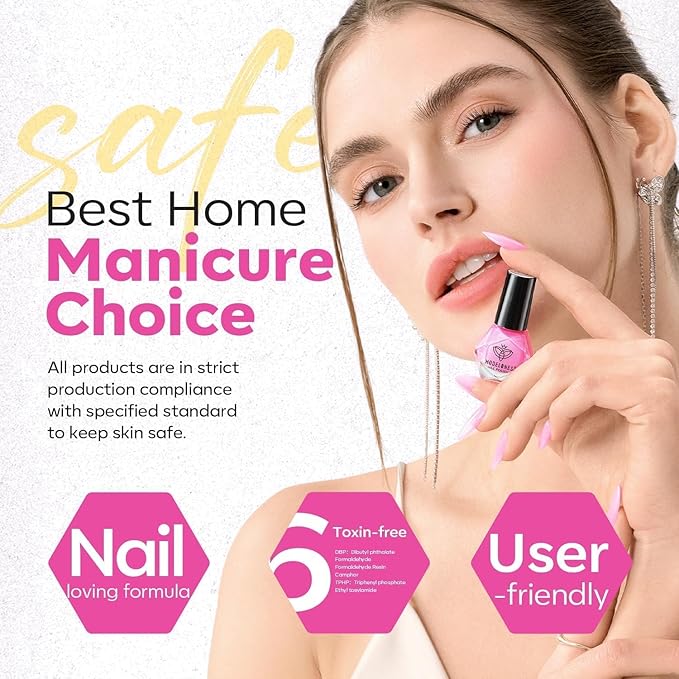 modelones Nail Polish, 6 Colors Summer Neon Blue Green Purple Rose Orange Yellow Quick Dry Mini Starter Kit, Long Lasting Art DIY Manicure Set at Home for Women Girls