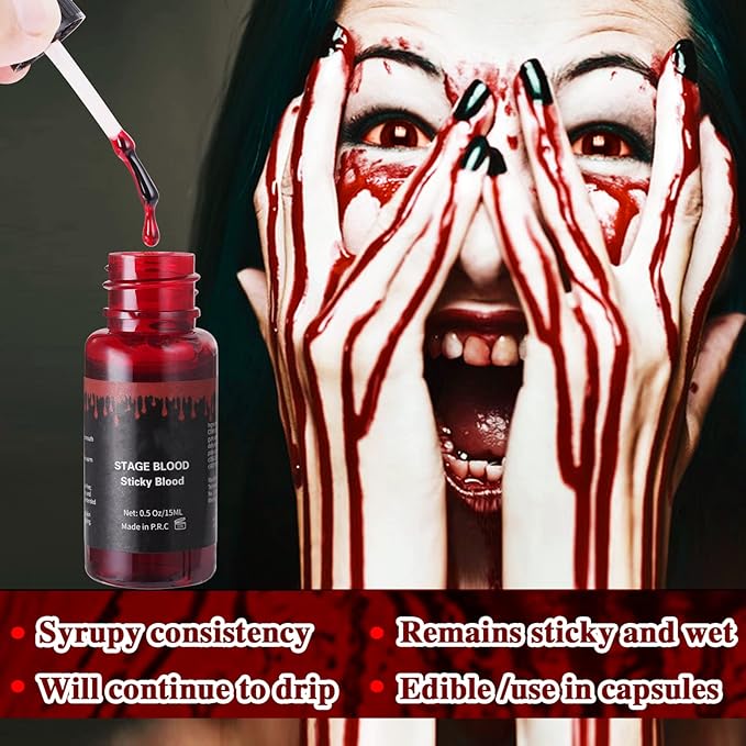 Mysense Liquid Latex Scar Wax SFX Makeup Kit for Fake Scars Wounds Burns With 6 Color Bruise Wheel Face Body Paint Stage Blood Coagulated Blood Gel and Spatula Sponges Q-tips