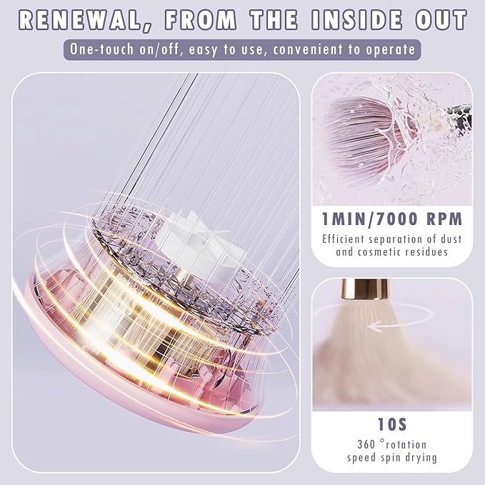 Automatic Makeup Brush Cleaner Machine - Electric Brush Washer for 3-4 Brushes Simultaneously | 7000 RPM Deep Cleaning | Includes Silicone Cleaning Pad & Drying Stand