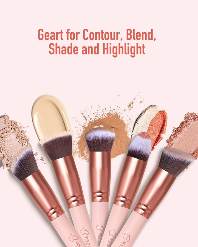 Makeup Brushes Makeup Brush Set, BESTOPE PRO Makeup Brushes Kit, 16Pcs Professional Makeup Brush Set for Eye and Face, Foundation Powder Concealers Blush Eyeshadow Brush Make UP Brushes Kit Pink
