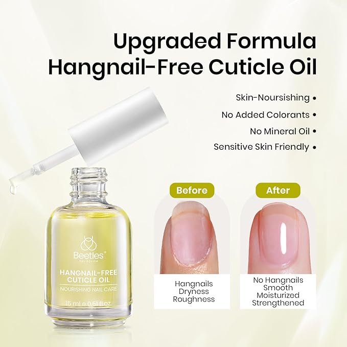 Beetles Gel Top Coat Base Coat Cuticle Oil Set, 3Pcs 15ml No Wipe Top Coat Gel Nail Polish Glossy Shine Long Lasting Cuticle Protectors Kit Oil Care for Dry Damaged Cuticles Gift for Women