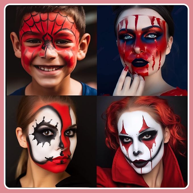 BOBISUKA Pro Red Face & Body Paint Stick, Blendable Red Eyeblack Painting Sticks for Sports, Facepaints for Halloween Makeup Clown Joker Devil Cosplay Special Effects Costume SFX Party