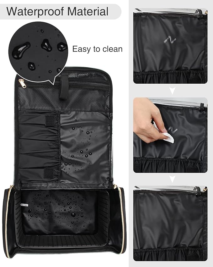 Travel Makeup Case with 4 Small Bag, Professional Makeup Artist Bag Tattoo Case Makeup Organizer Box with Adjustable Dividers and Shoulder Strap (Medium, Black)