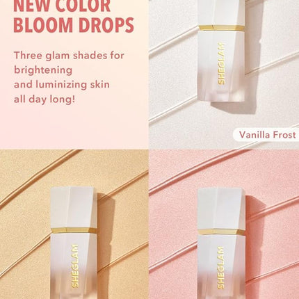 SHEGLAM Glow Bloom Liquid Waterproof Highlighter Long Lasting Cream Highlighter with Shimmer Dewy Finish - Tea Cake