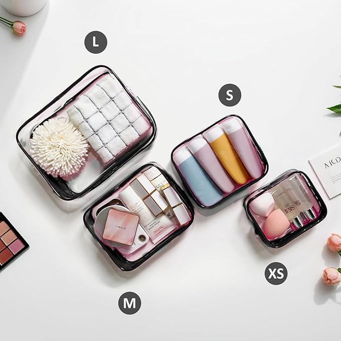 4 Pack Clear Bogg Beach Makup Bag Accessories with 3 Pack Insert Hooks for Bogg Bags, Clear Bogg Makeup Pouches Phone Holder for Bogg Bags Divider Storage Inner Compatible Pouch Travel Cosmetic Bag