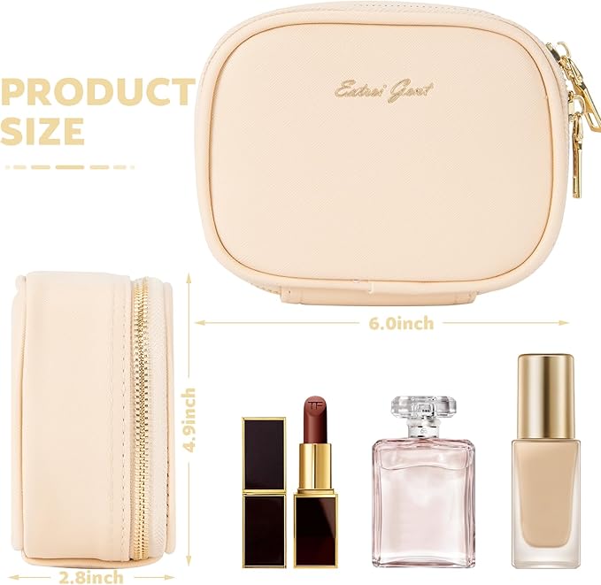 Small Makeup Bag with Led Mirror, Mini Travel Make up Bag 3 Light Modes Adjustable Brightness, for Women Organizer Cosmetic Bag, Portable Travel Train Toiletry Bag, for Pool Parties Work Touch-Ups