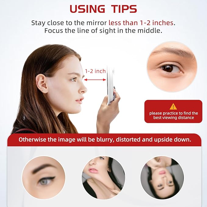 40X Magnifying Mirror, Round 40X High Power Magnification 6inch Large Travel Magnifying Mirror with 3 Suction Cups Mounting, Powerful 40x Makeup Magnification with Tweezers Set