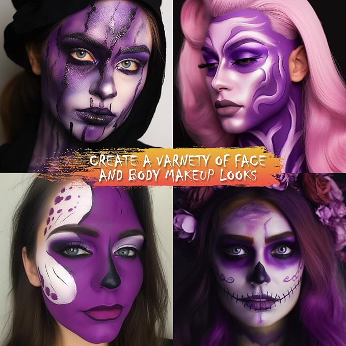 BOBISUKA Light Purple Face Body Paint Liquid Texture Washable Non Toxic Facepaint Fast Drying Foundation Makeup for Halloween Ursula Dabi Widowmaker Cosplay SFX Costume Party Large Capacity(130ml)