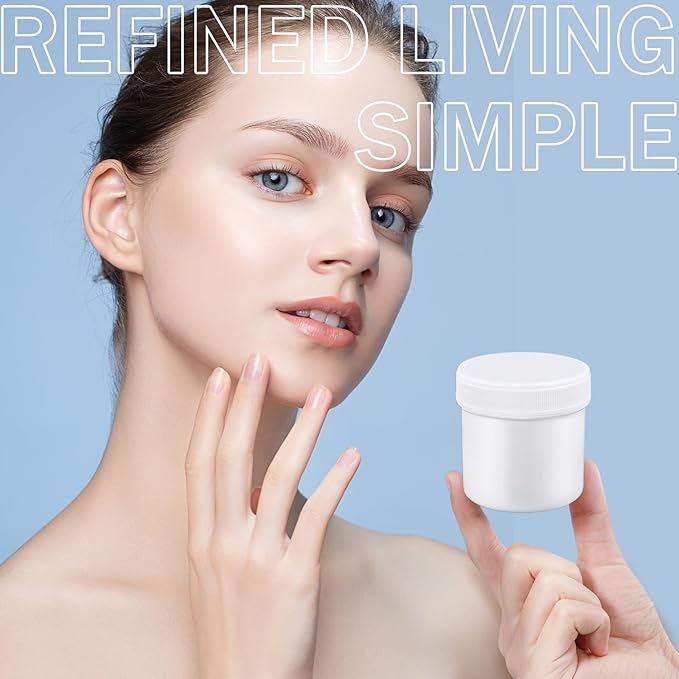 ASEVAT 3.4 oz Leak Proof Travel Jars for Creams, Refillable Plastic Csmetic Jars, Travel Containers for Creams, Lotion Containers with Lids, Travel Cream Container for Face Creams (White)