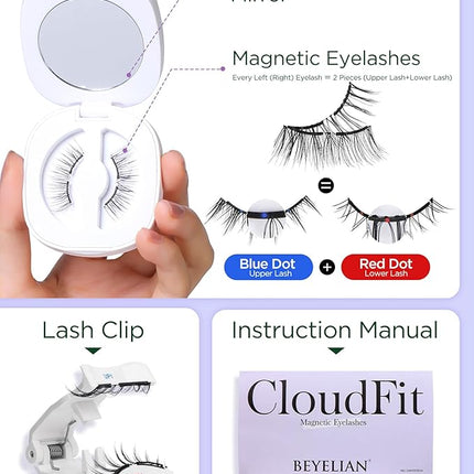 BEYELIAN Magnetic Eyelashes with Applicator Kit, Upgrade Soft Magnetic Lashes Reusable False Eyelashes Natural Look, No Glue Needed Eyelashes for Daily Work (Lightweight & Comfortable)