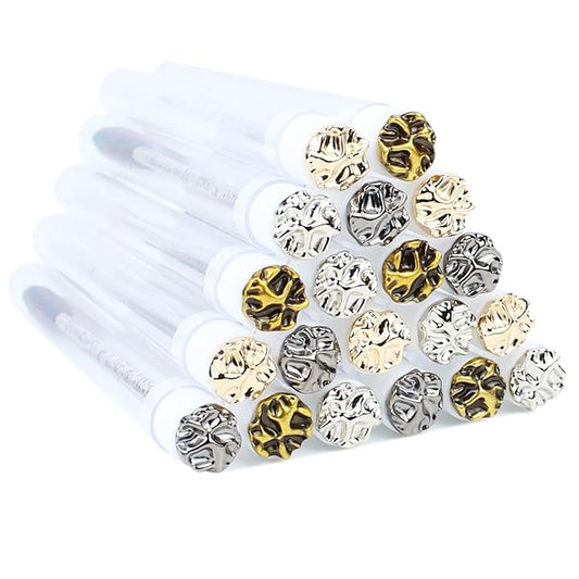 20pcs Mascara Wands Tube Reusable Lash Brush Metal Tube Eyelash Brush Tubes Spoolies Lash Extension Brushes Applicators Makeup Tools (Metal-MlX)