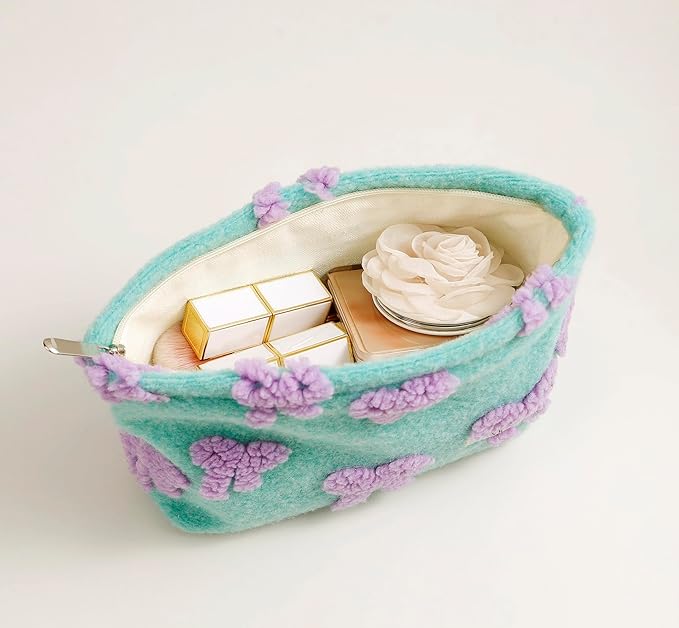 2 Pcs Makeup Bags, Large Cosmetic Bag Travel Toiletry Bag Organizer for Women, Plush Makeup Bag Small Cosmetic Pouch Purse with Zipper Gifts for Girls Teen