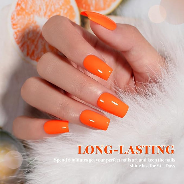 RARJSM Neon Orange Gel Nail Polish 1PCS 15ML Long Lasting Opaque Bright Fluorescent Orange Milky Creamy Gelpolish Soak off U V Curing Required Nail Art French Manicure Salon DIY at Home